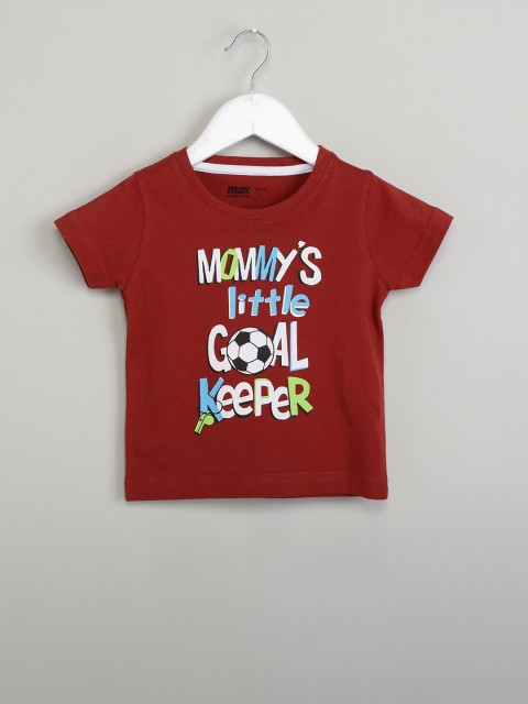 

max Boys Rust Printed Round Neck T-shirt
