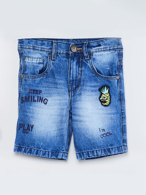 

max Boys Blue Solid Regular Fit Denim Shorts
