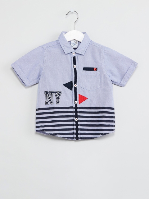 

max Boys Blue Regular Fit Striped Casual Shirt
