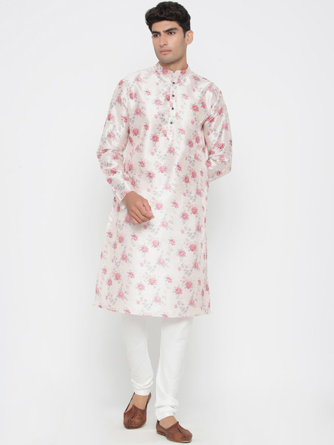 

Tistabene Men Pink & White Printed Kurta with Pyjamas