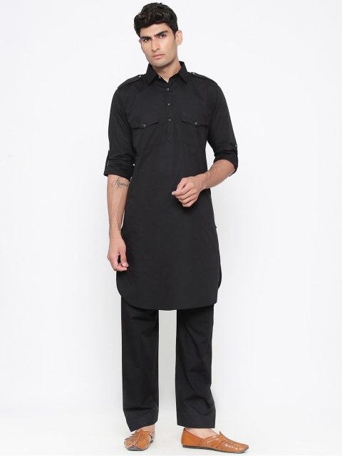 

Tistabene Men Black Solid Kurta with Pyjamas