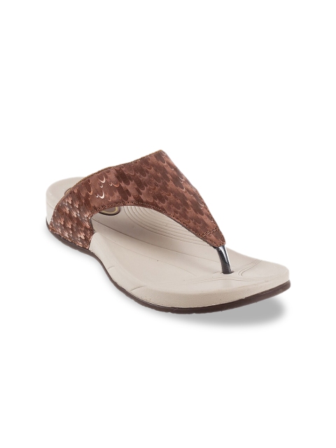 

WALKWAY Women Bronze-Toned Solid Sandals