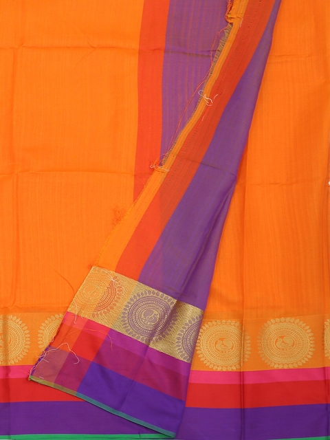 

Pothys Orange Colourblocked Pure Cotton Saree