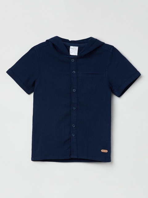 

max Boys Navy Blue Regular Fit Solid Casual Shirt