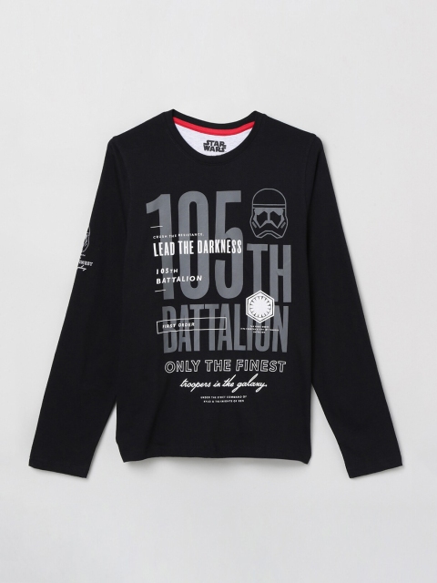 

max Boys Black & Grey Printed Round Neck T-shirt