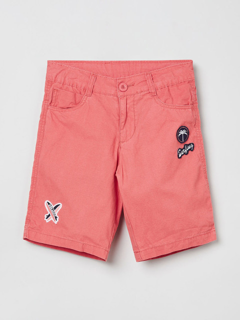 

max Boys Coral Red Solid Regular Fit Shorts