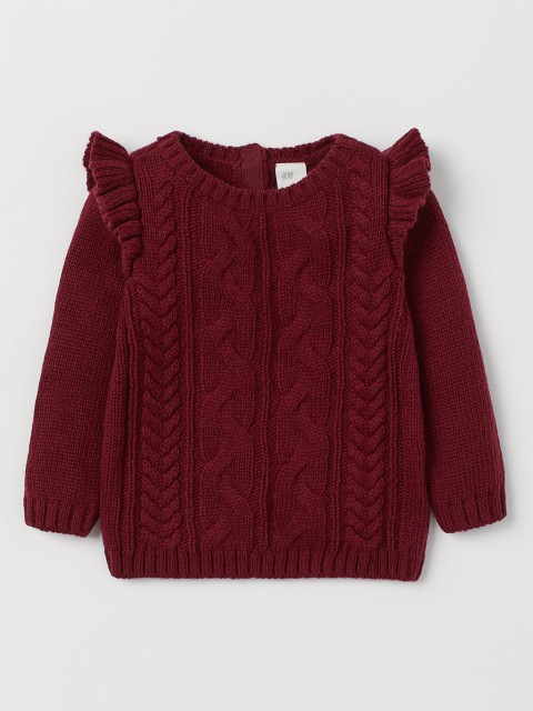 

H&M Infant Girls Maroon Textured-Knit Jumper