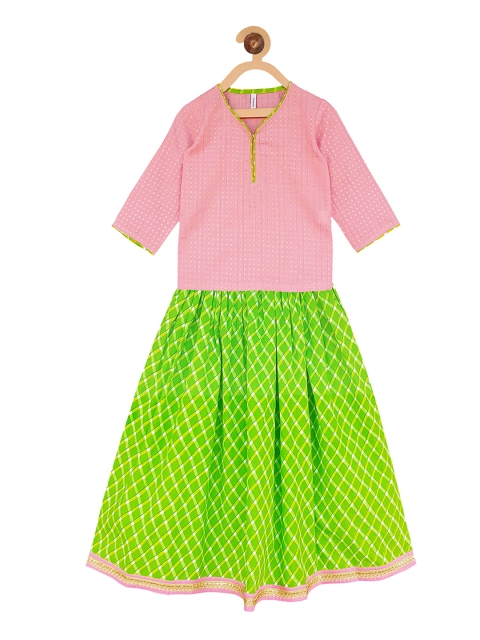 

Campana Pink Ready to Wear Lehenga with Blouse