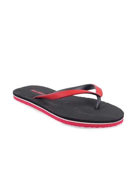 

WALKWAY Women Black & Red Solid Thong Flip-Flops