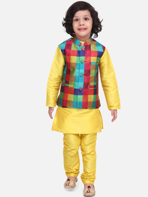 

LilPicks Boys Yellow Angrakha Kurta with Pyjamas