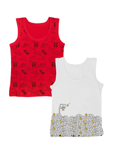 

You Got Plan B Boys Pack Of 2 Printed Innerwear Vests VB-OutdoorSports: 6-8, Red