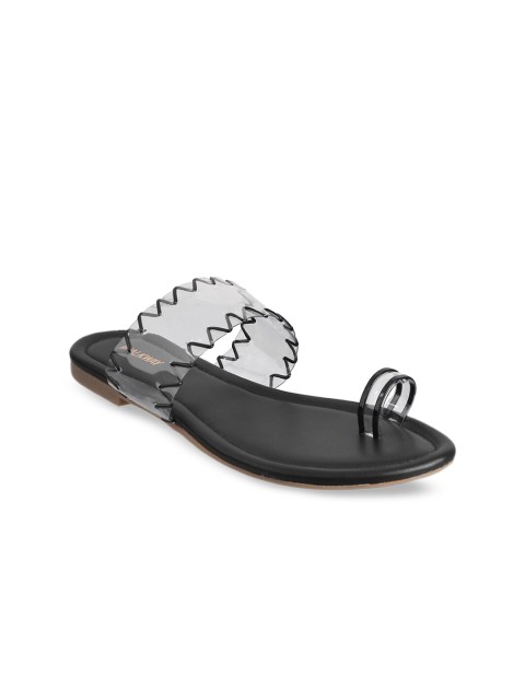 

WALKWAY Women Black Solid One Toe Flats