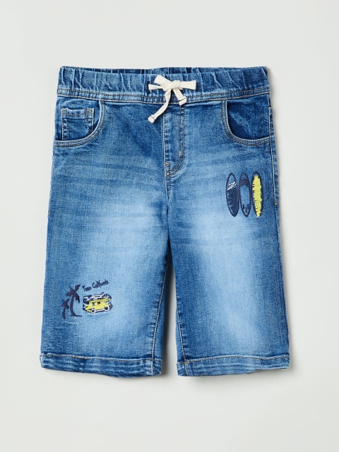 

max Boys Blue Solid Regular Fit Denim Shorts