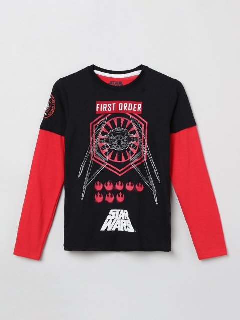 

max Boys Black & Red Printed Round Neck T-shirt