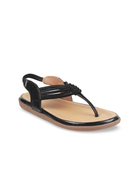 

WALKWAY Women Black Solid Open Toe Flats
