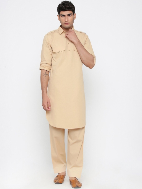 

Tistabene Men Beige Solid Kurta with Pyjamas