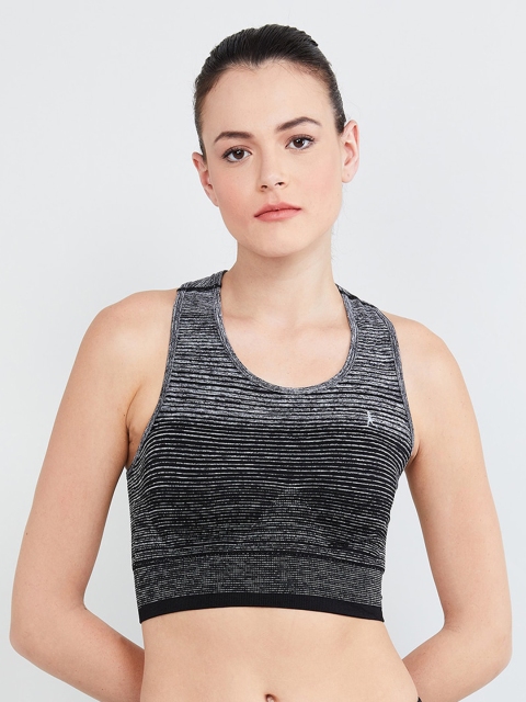

max Grey Self Design Non-Wired Lightly Padded Sports Bra