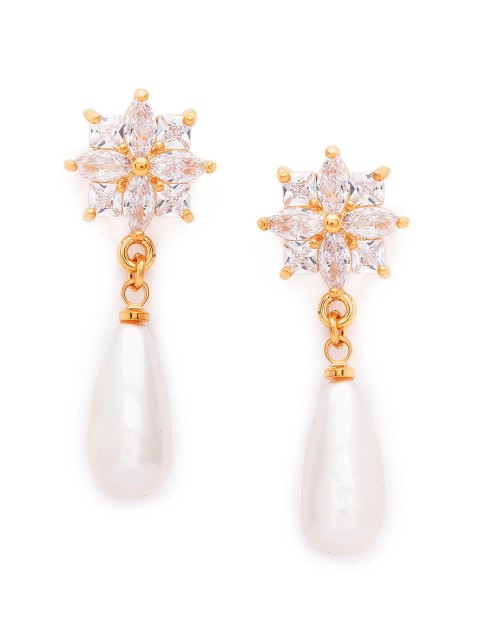 

Globus Gold-Toned Teardrop Shaped Drop Earrings