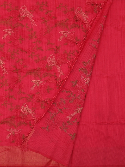 

Pothys Pink Printed Pure Linen Saree