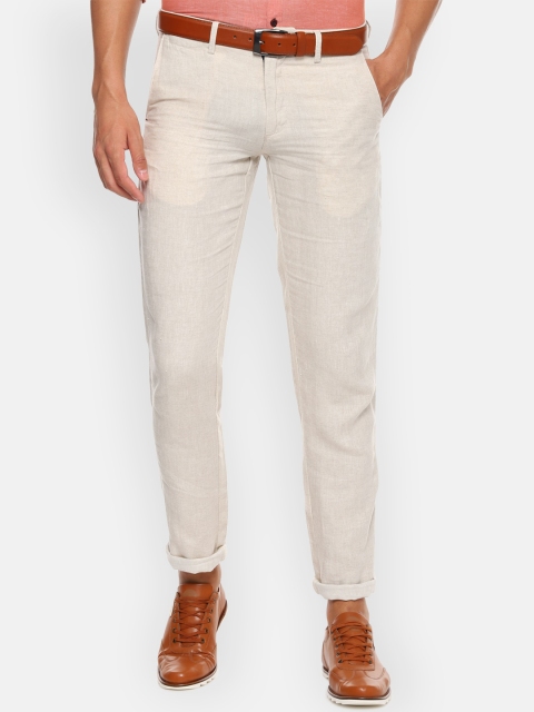 

Louis Philippe Sport Men Cream-Coloured Slim Fit Solid Regular Trousers