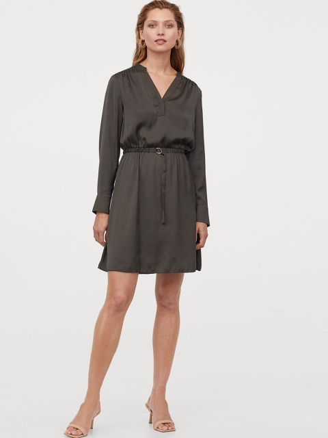 

H&M Women Grey Belted Dress