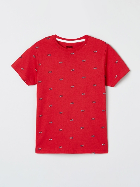 

max Boys Red Printed Round Neck T-shirt
