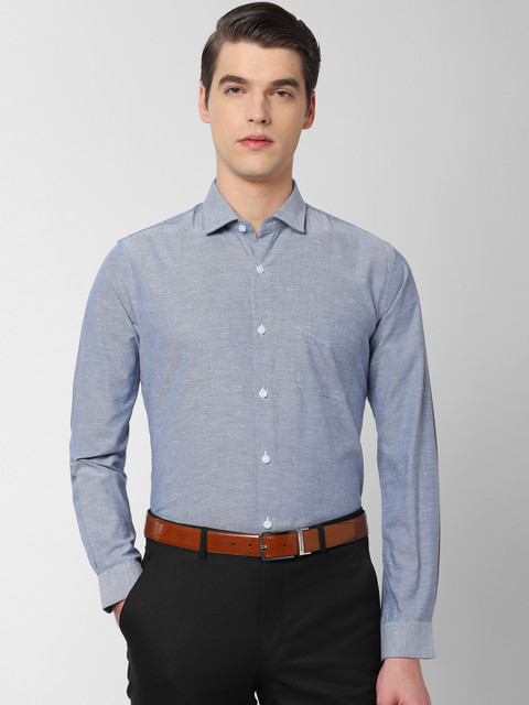 

Peter England Elite Men Blue & White Regular Fit Self Design Formal Shirt