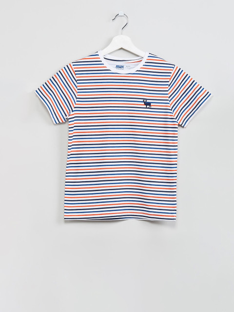 

max Boys Multicoloured Striped Round Neck T-shirt, Multi
