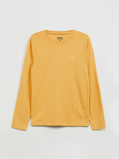 

max Boys Yellow Solid Round Neck T-shirt