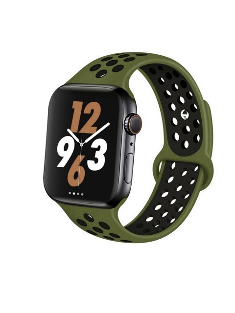 

TREEMODA Unisex Olive Green & Black Apple iWatch Silicon Strap
