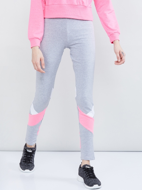 

max Women Grey Melange Printed Slim-Fit Track Pants