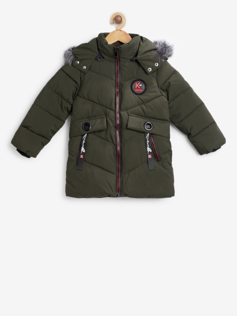

PASSION PETALS Boys Green Solid Lightweight Padded Jacket