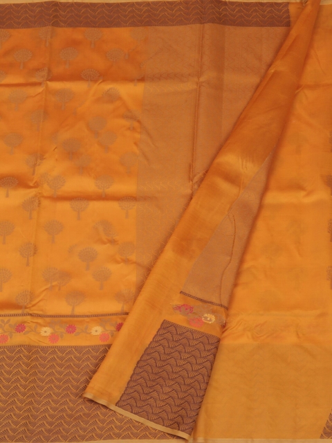 Pothys Mustard Woven Design Jute Silk Saree