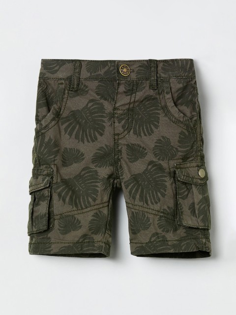 

max Boys Olive Green Printed Regular Shorts