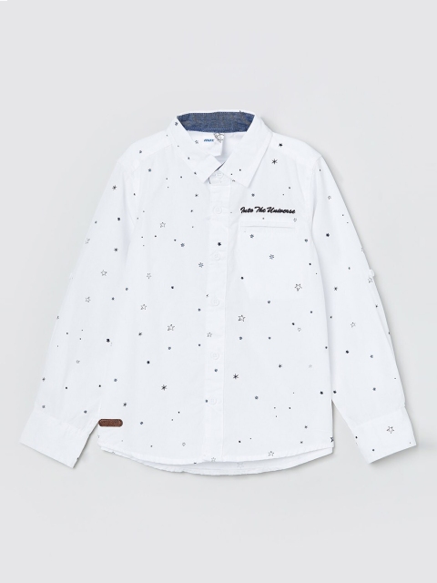 

max Boys White Regular Fit Printed Casual Shirt