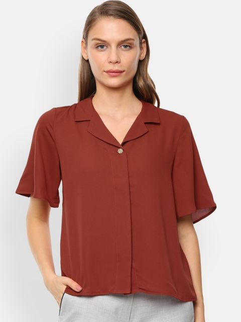 Van Heusen Woman Brown Regular Fit Solid Casual Shirt