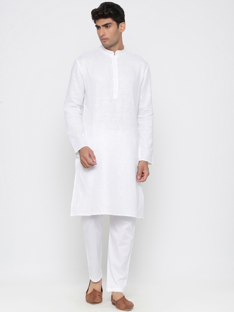 

Tistabene Men White Solid Kurta with Pyjamas Set