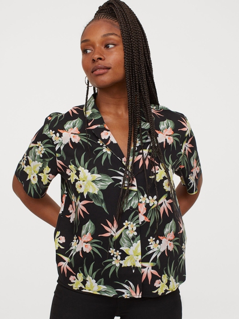 

H&M Women Black Resort Shirt