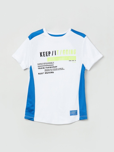 max Boys White Printed Round Neck T-shirt