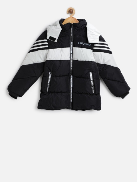 

PASSION PETALS Boys Black & White Colourblocked Lightweight Padded Jacket