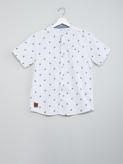 

max Boys White & Black Printed Casual Shirt