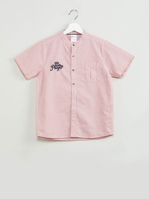 max Boys Red Regular Fit Solid Casual Shirt