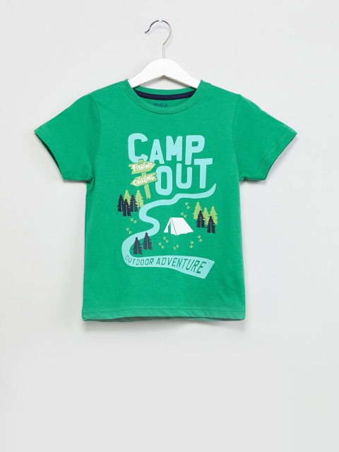 

max Boys Green Printed Round Neck T-shirt
