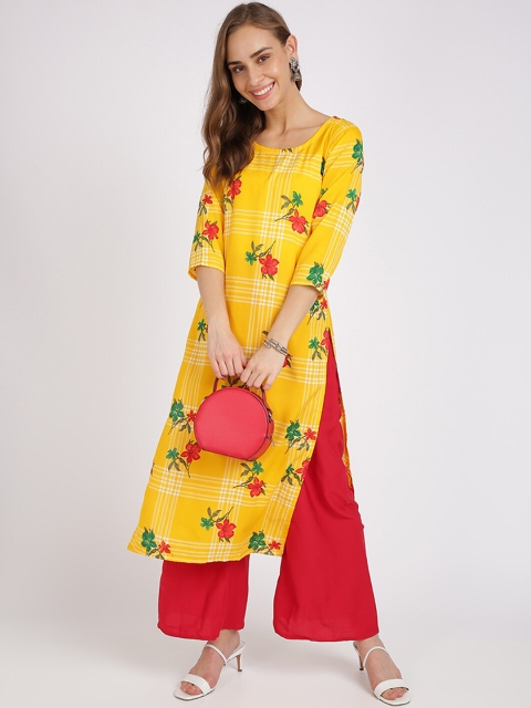 

Silk Bazar Women Yellow & Red Printed Kurta with Palazzos