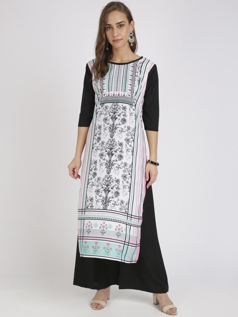 

Silk Bazar Women White & Black Printed Kurta with Palazzos
