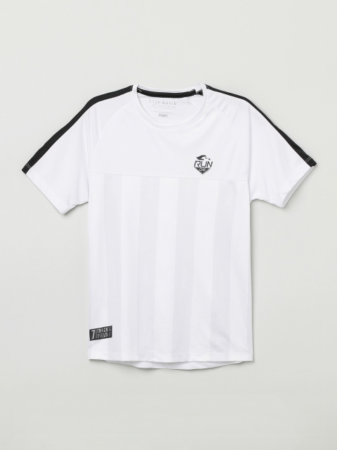 

max Boys White Striped Round Neck T-shirt