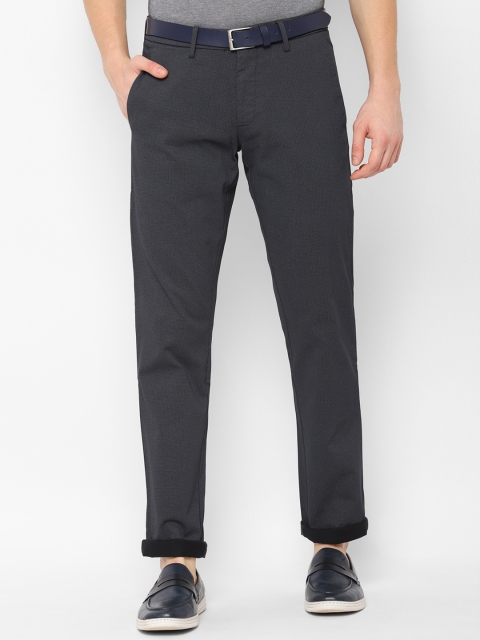 

Allen Solly Men Charcoal Grey Slim Fit Self Design Regular Trousers
