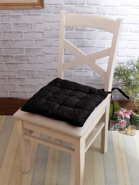 KLOTTHE Black Set of 6 Solid Chair Pads