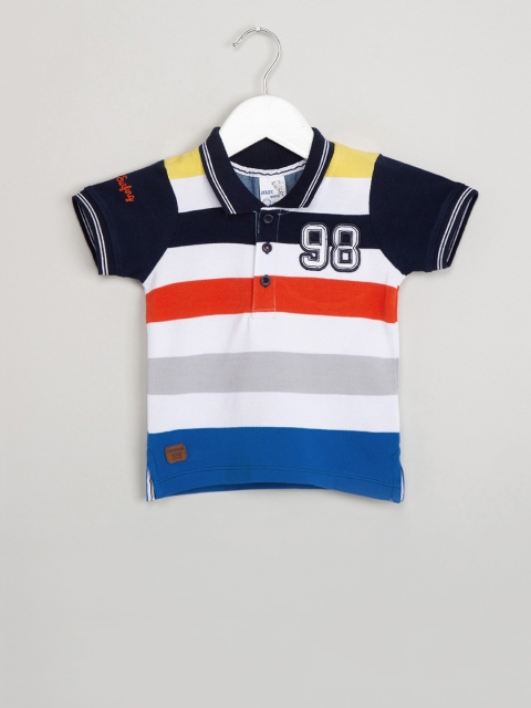 

max Infant Boys Multicoloured Striped Polo Collar T-shirt, Multi