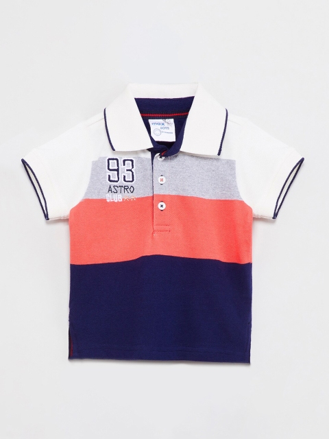 

max Boys Navy Blue & White Colourblocked Polo Collar T-shirt